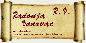 Radonja Vanovac vizit kartica
